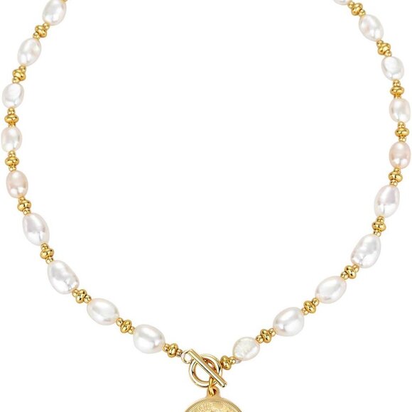 Y2K Pearl Choker Necklace Baroque Cultured Handpicked Pearl 18K Gold Plated Bead